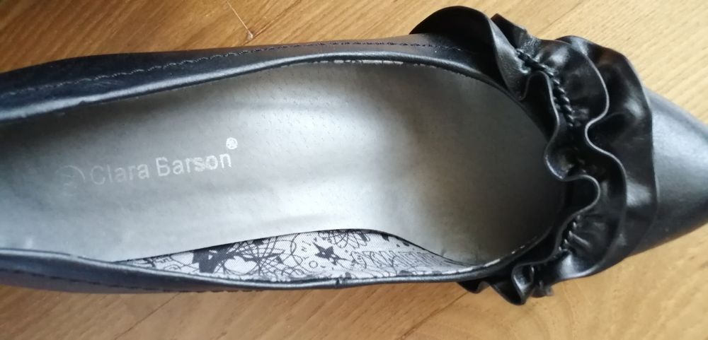 Czółenka r. 37 czarne wys obcasa 6 cm wkl 24cm
