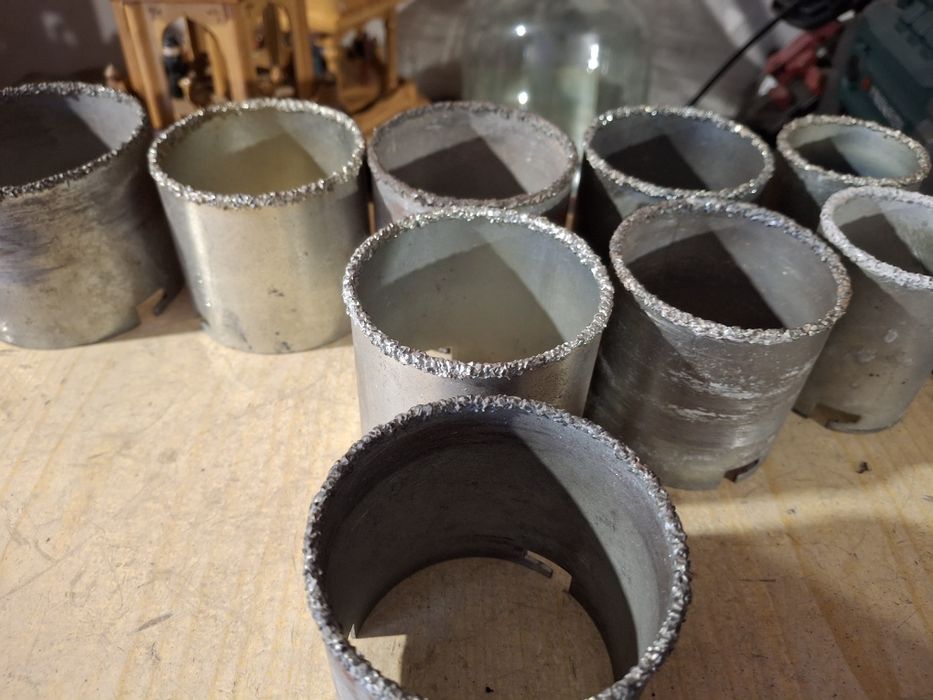 Gwintownice do betonu grossu płytek 9 sztuk różne rozmiary