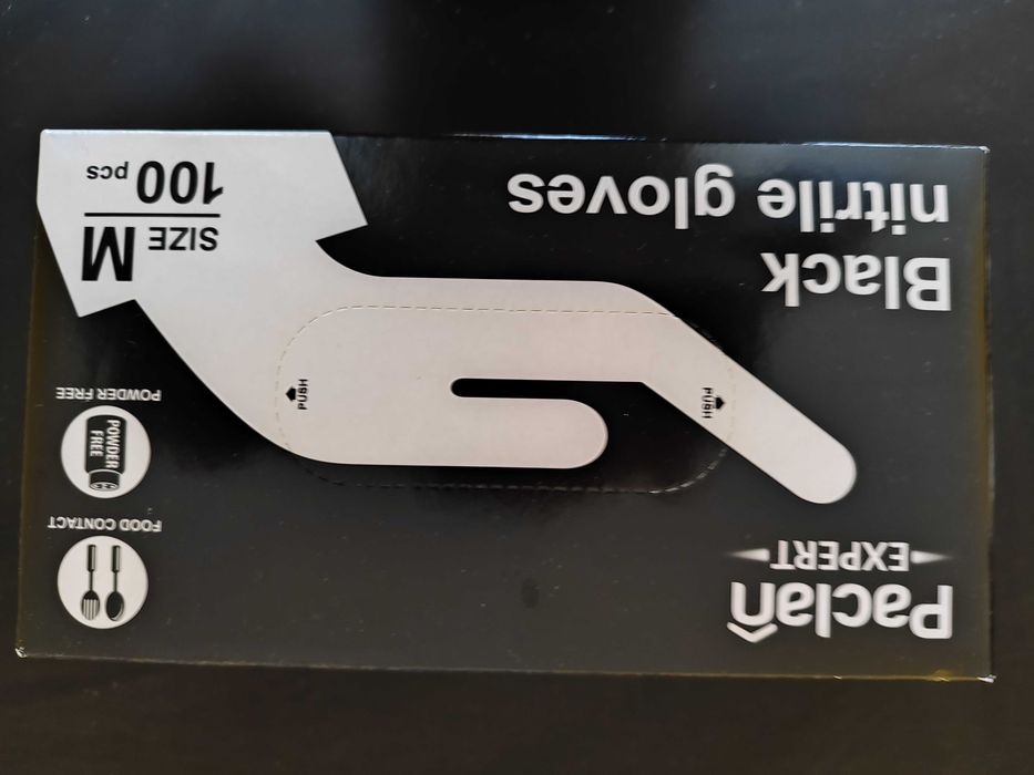 Rękawiczki nitrylowe czarne rozmiar M - 100 szt.