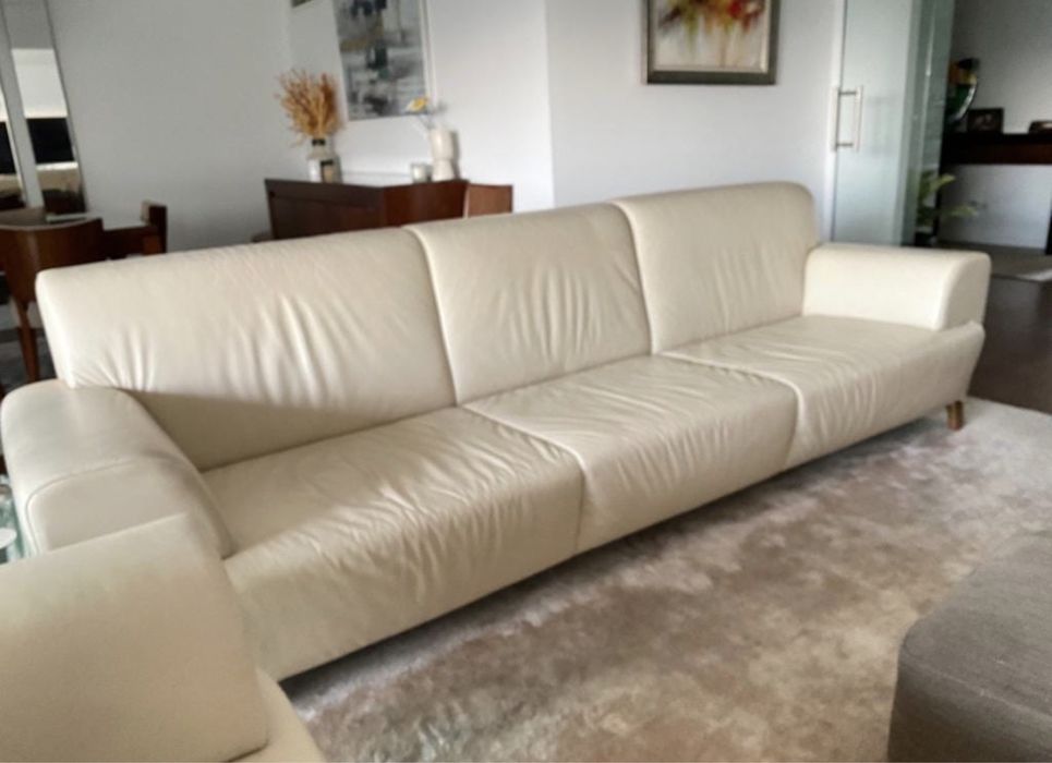 Sofa em pele genuina, Moviflor, 3 lugares