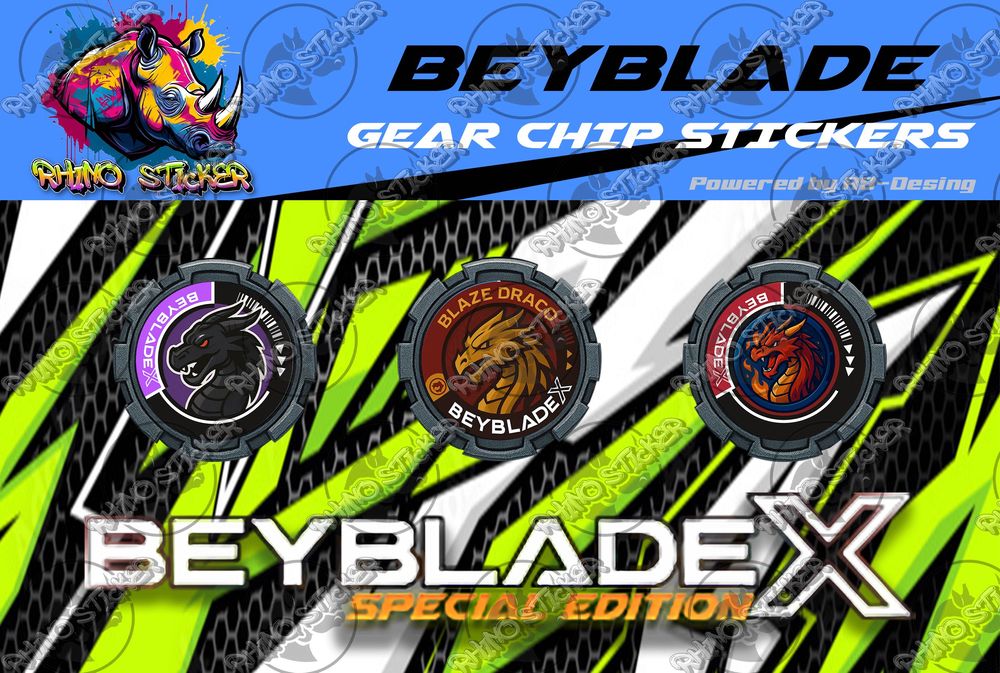 Autocolantes Personalizados Beyblade (Gear Chip 16mm) - 3un.