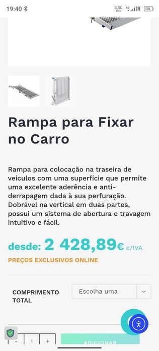 Rampa de alumínio para cadeira de rodas ou motos até 250kg