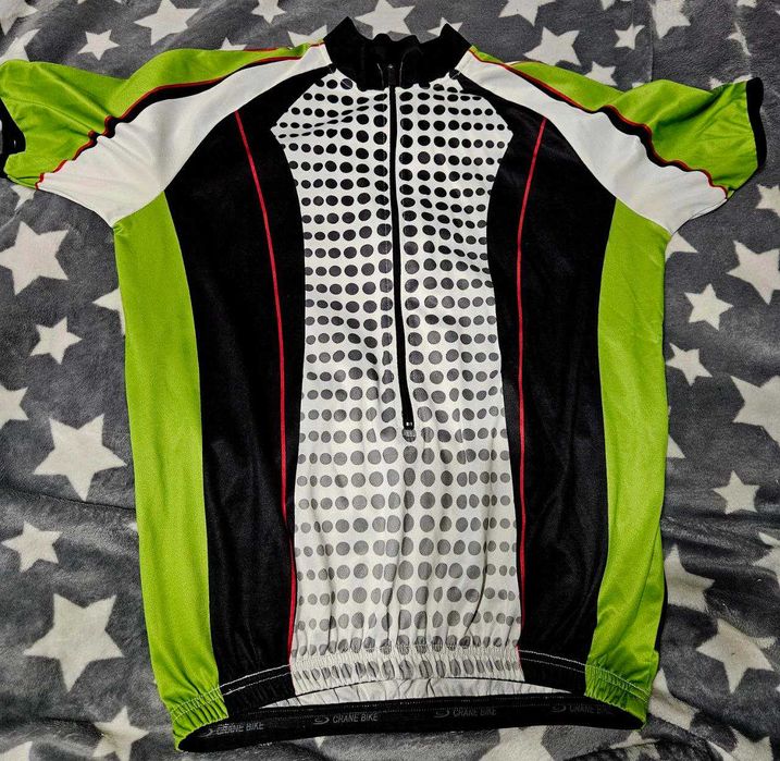 Салатово-Чорна Велофутболка (Crane Bike)