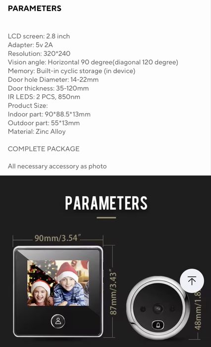 Wizjer elektroniczny, judasz Visual Doorbell