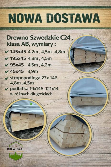 Drewno C24 , stropopodłoga , podbitka