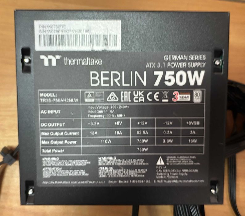 Блок живлення Thermaltake Berlin 750W. Стандарт 80+EU.