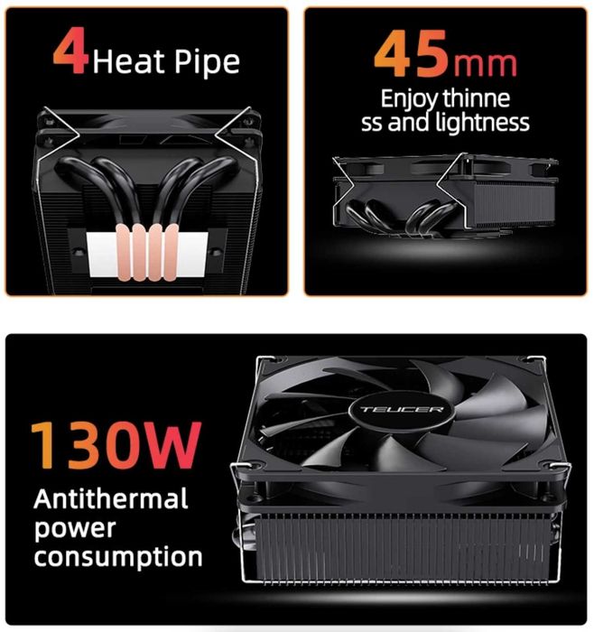 Низкропрофильный кулер для процессора Teucer UT45