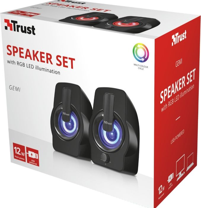 Акустическая система Trust Gemi RGB 2.0 Speaker Set Black USB
