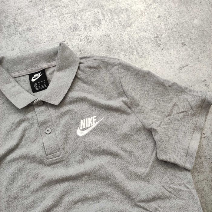 MĘSKA Koszulka Polo Elegancka PREMIUM szara Bawełna Nike Pętelka Logo
