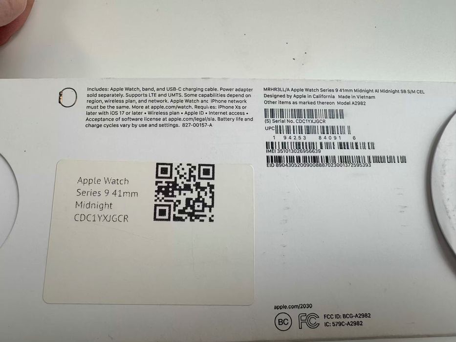 Apple Watch Series 9 LTE 41mm Midnight / Midnight SB - S/M MRHR3