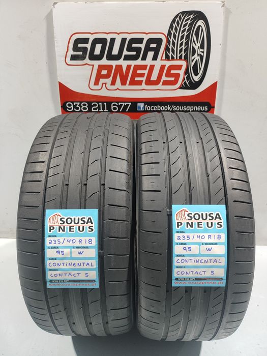 2 pneus semi novos 235-40R18 Continental contact5 - Oferta dos  portes