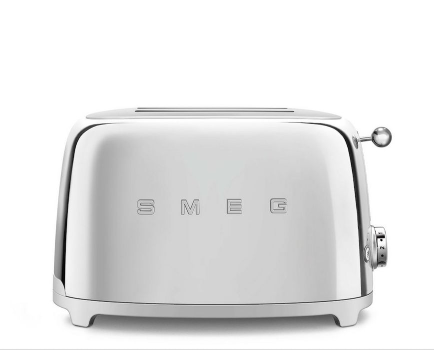 Torradeira Smeg prateada Anni 50 de 950W com 2 fendas curtas
