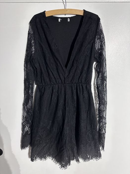 Czarny kombinezon koronka r. XS