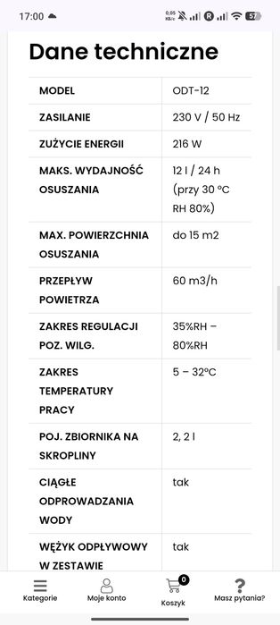 Osuszacz powietrza Warmtec ODT-12