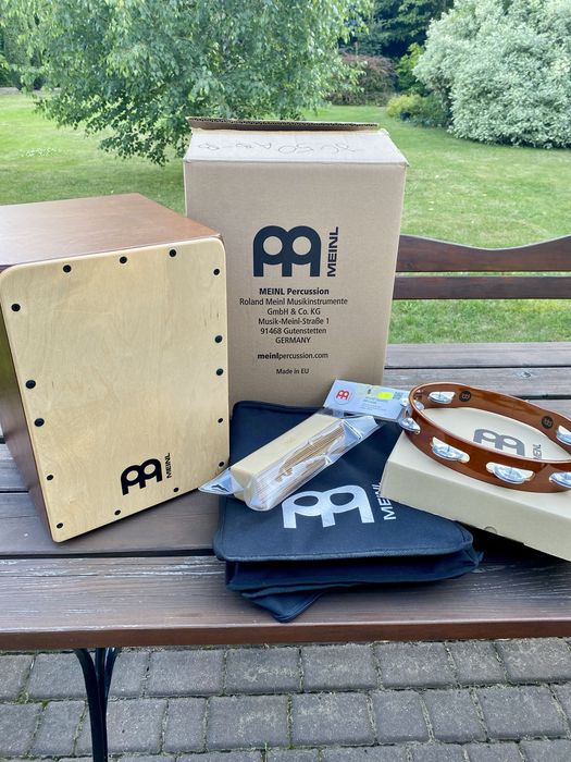 Meinl cajon+pokrowiec, tamburyn, shaker