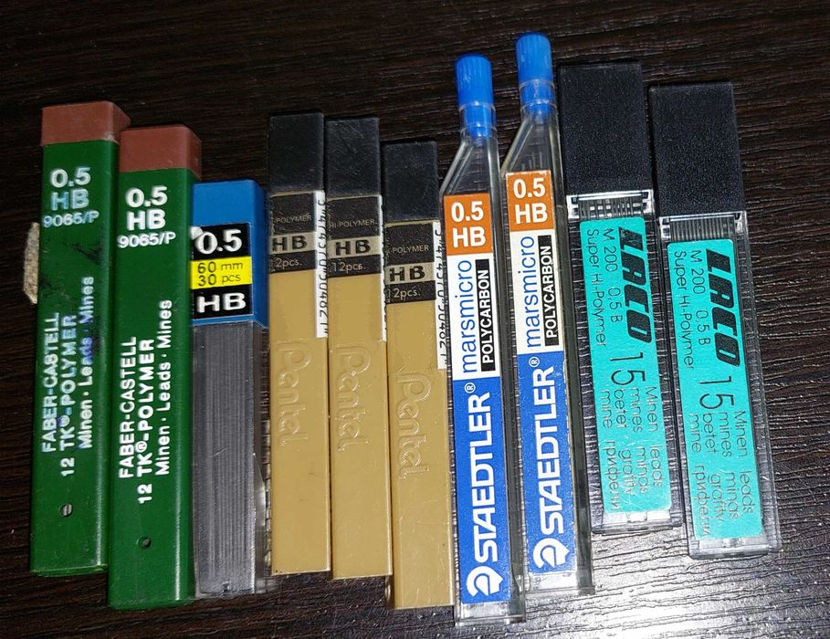 Grafity do ołówków automat.h 0,5 0,7 0,9 mm 3h, 2h, hb, f b  30 opakow