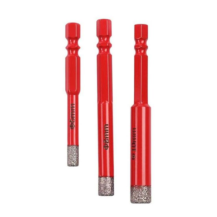 WIERTŁA Do Gresu Płytek Fliz 6 8 10mm DIAMENTOWE Zestaw 3szt Otwornice