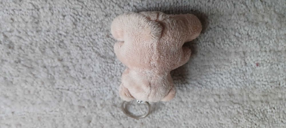 BRELOK, breloczek do kluczy, torebki mały brązowy pluszowy MIŚ