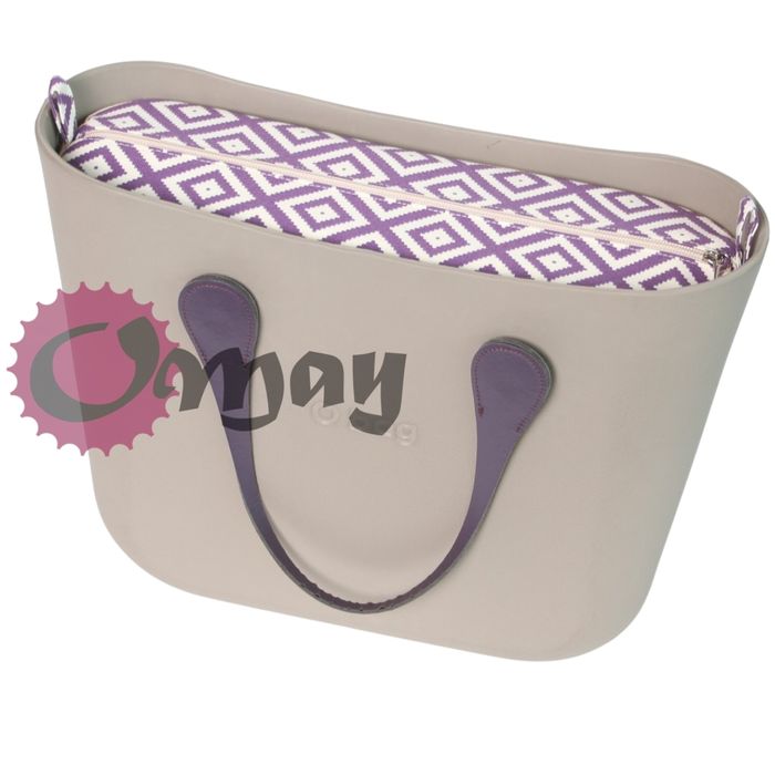 organizer OBAG STANDARD romby beżowo fioletowe 2 kieszenie wkład OMAY
