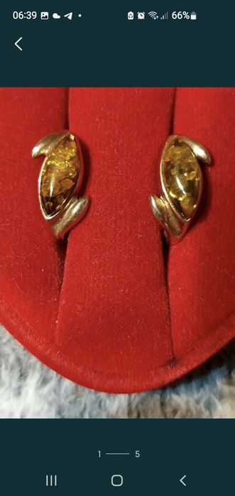 Серьги с янтарём и позалотой