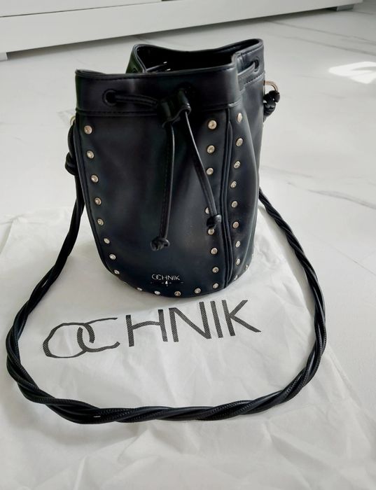 Ochnik torebka worek czarna cyrkonie jak nowa