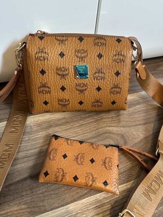 Nowa brązowa torebka MCM damska portfel w zestawie pasek torba nerka