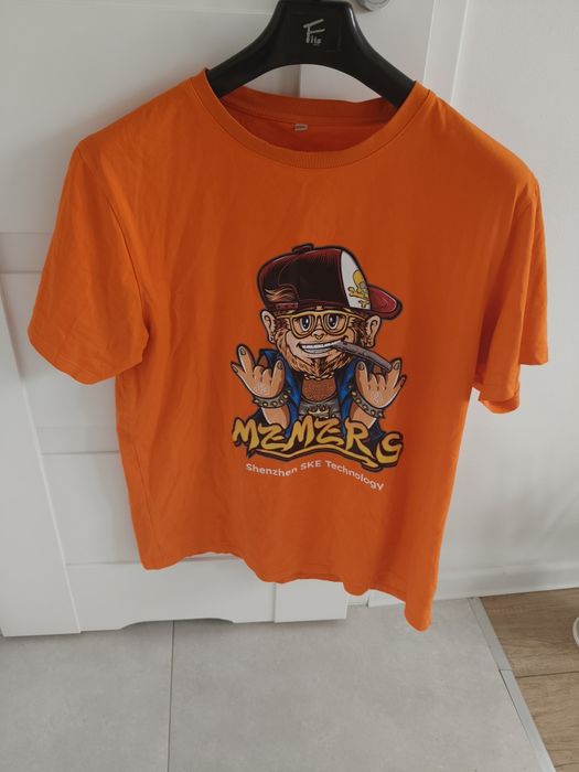 Pomarańczowy t-shirt Streetwear / Old school z nadrukiem Greaser Greg