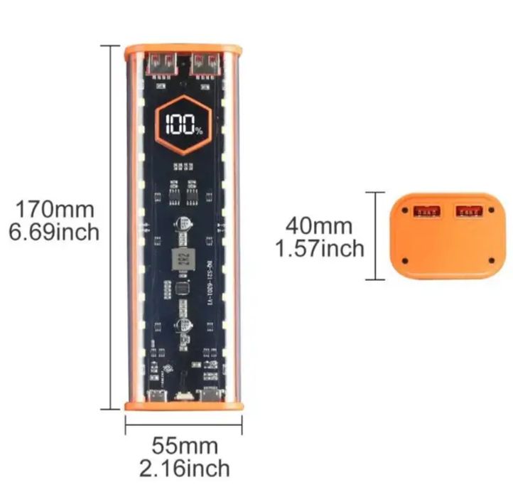 Корпус повербанка 21700 PD 22.5W Power Bank на 4 акумулятори Type-C