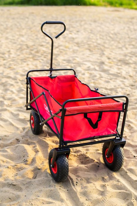 Wózek transportowy plażowy ogrodowy pompowane koła DMS BW04 czerwony