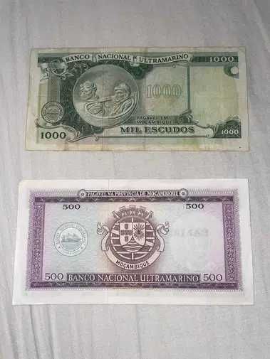 Notas 1000 de 500 escudos de Moçambique  "NAO CIRCULADA A DE 500"