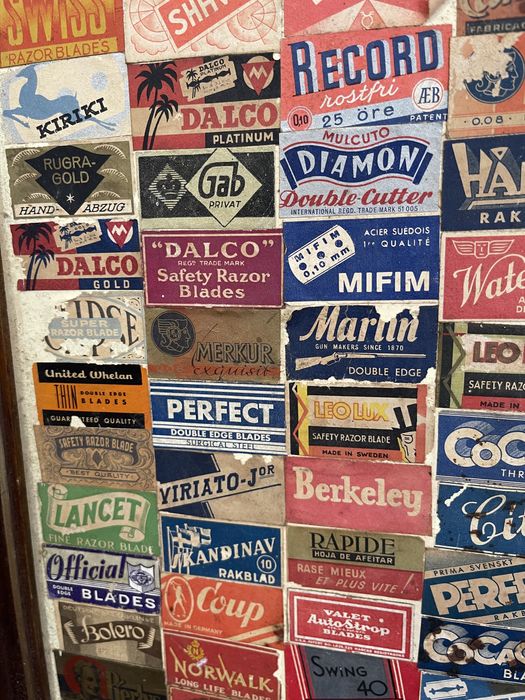 Coleção de embalagens lâminas de barbear old time