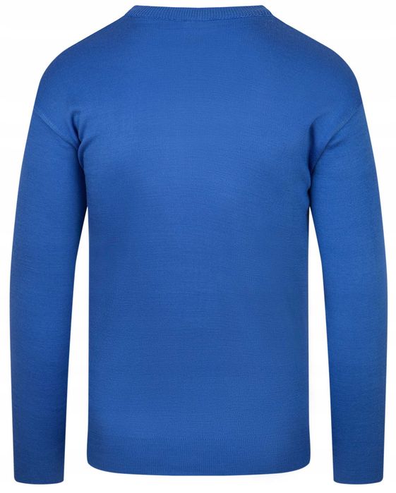 Sweter Męski V Serek- Wełna - KNK - niebieski
