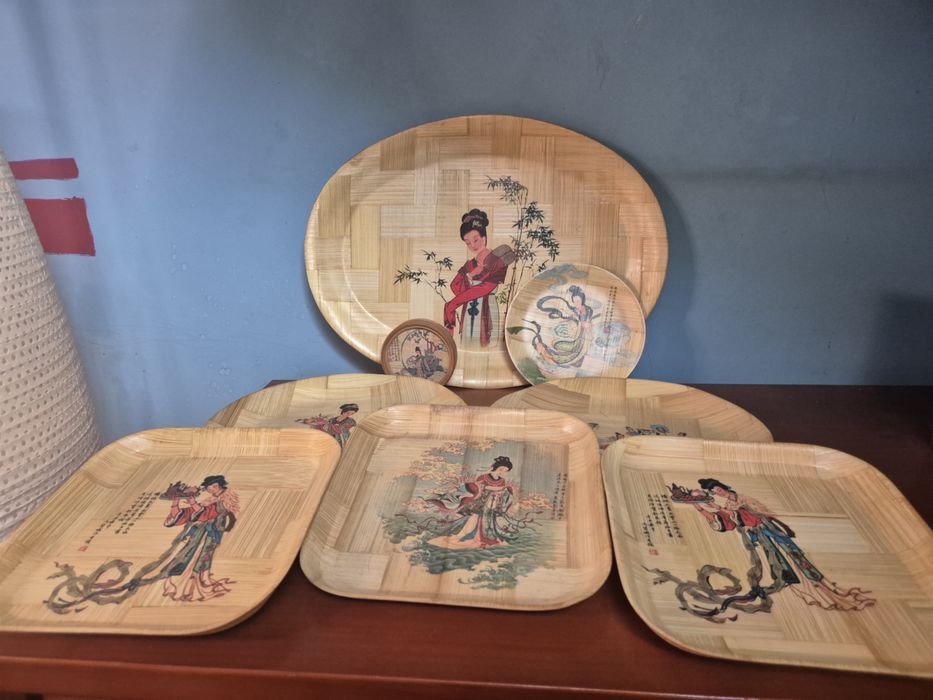 Conjunto pratos bambu