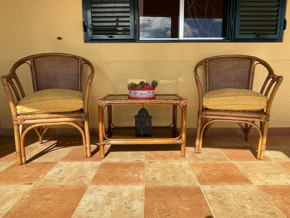 Conjunto 3 cadeiras bambu