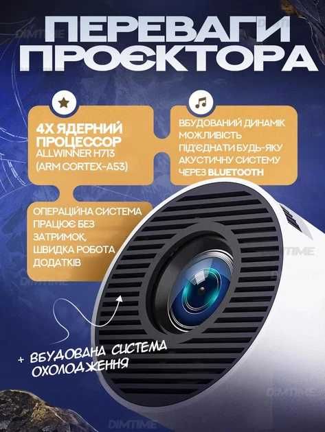 Смарт проектор HY300 PRO - 4K Ultra HD, Bluetooth 5.0, Wi-Fi 6, HDMI