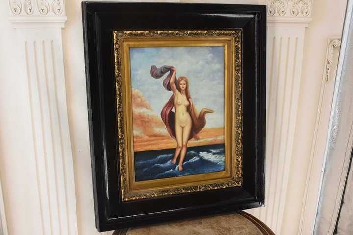 Naga Kobieta Idąca Po Wodzie - Akt Portret - Obraz Olejny