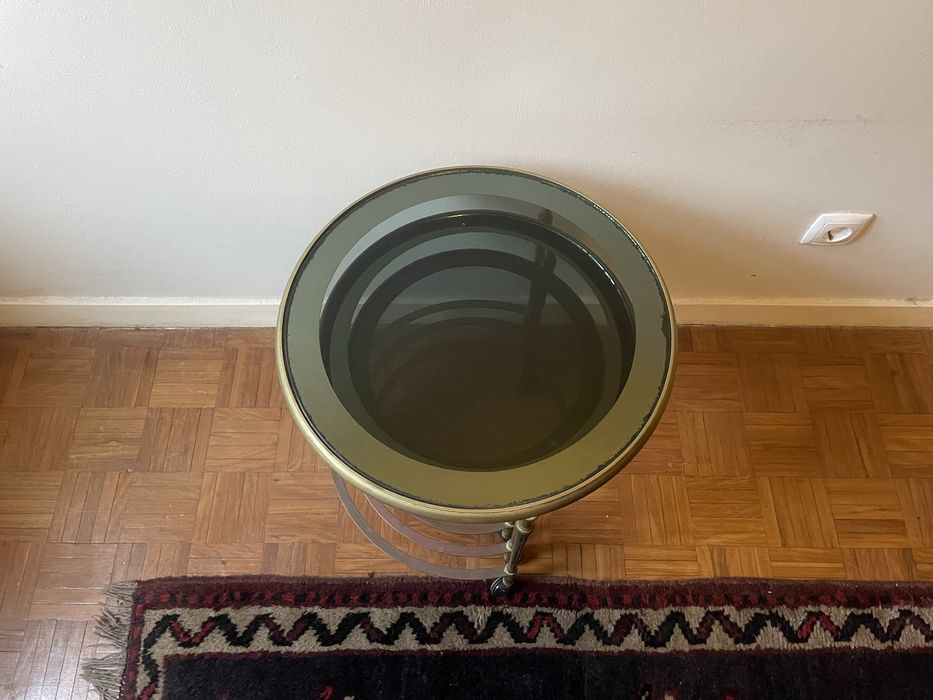 Conjunto de 3 mesas redondas de vidro