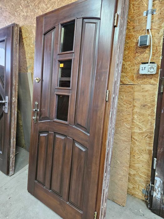 DRZWI Zewnętrzne Drewniane Sosnowe Wejściowe 100x203cm