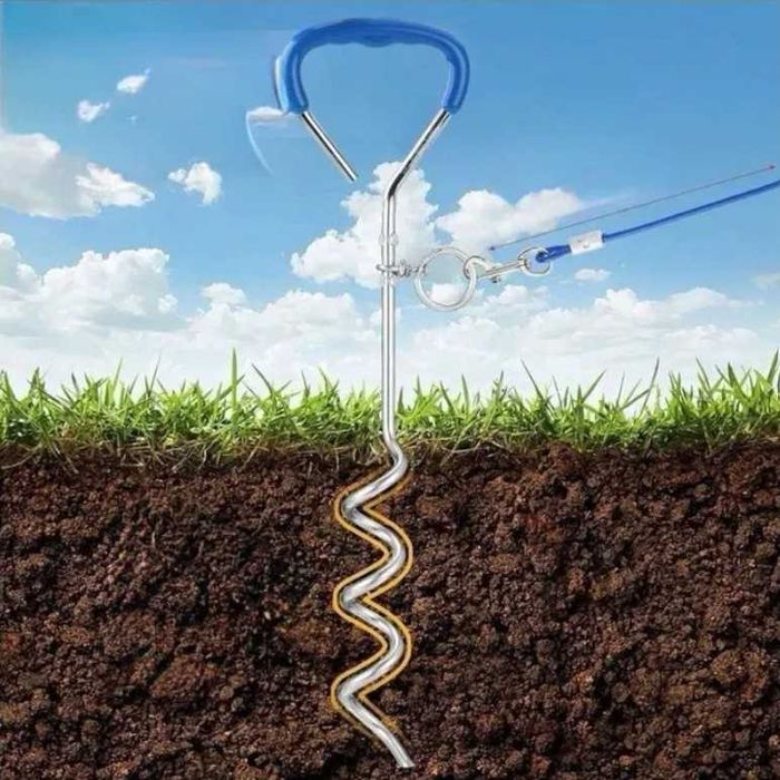 Smycz 3 m z uziemianą spiralą 42 cm dla psa – do ogrodu, na wyjazd