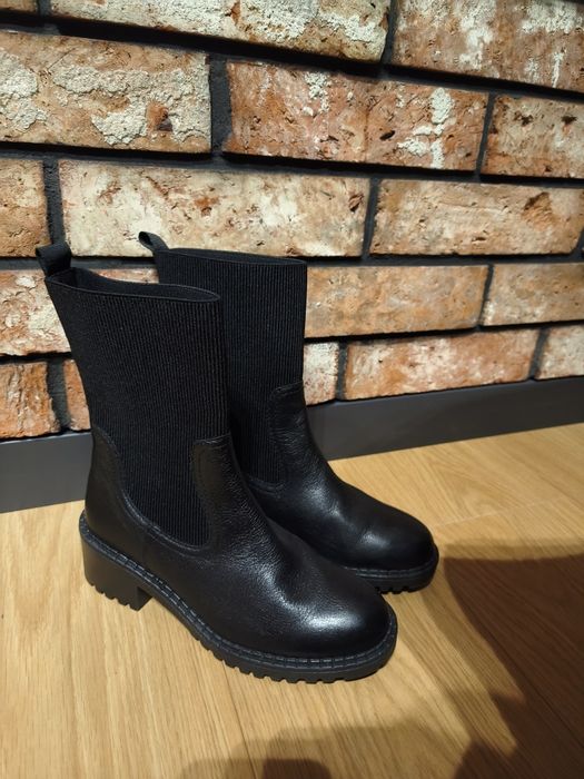 Kozaki damskie CCC skórzane zimowe botki