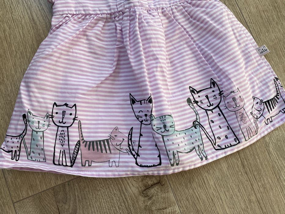 Nowa elegancka sukienka coccodrillo w paski z kotkami