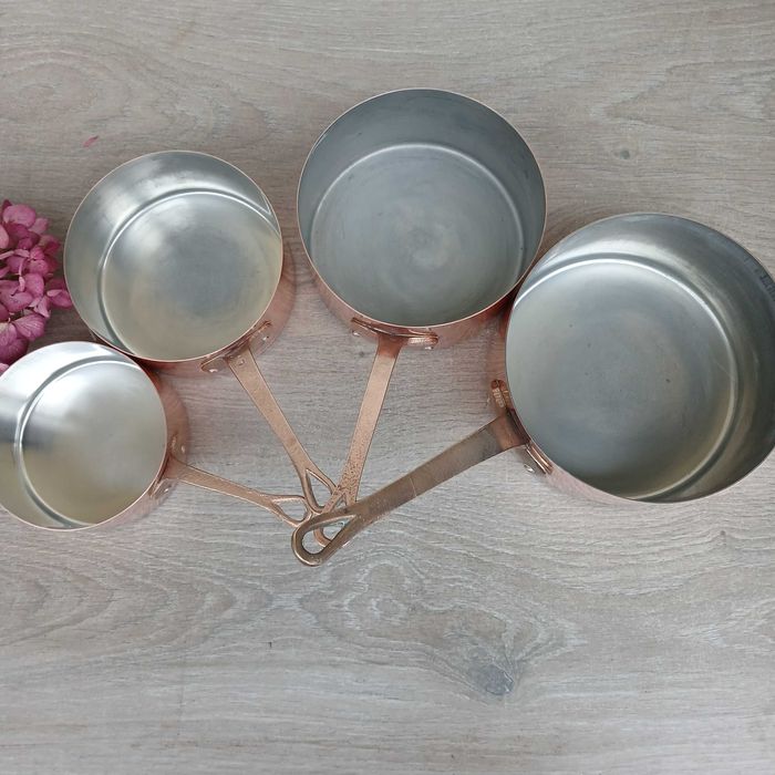 Miedziany garnek miedziane rondle komplet 4szt - sygnowane