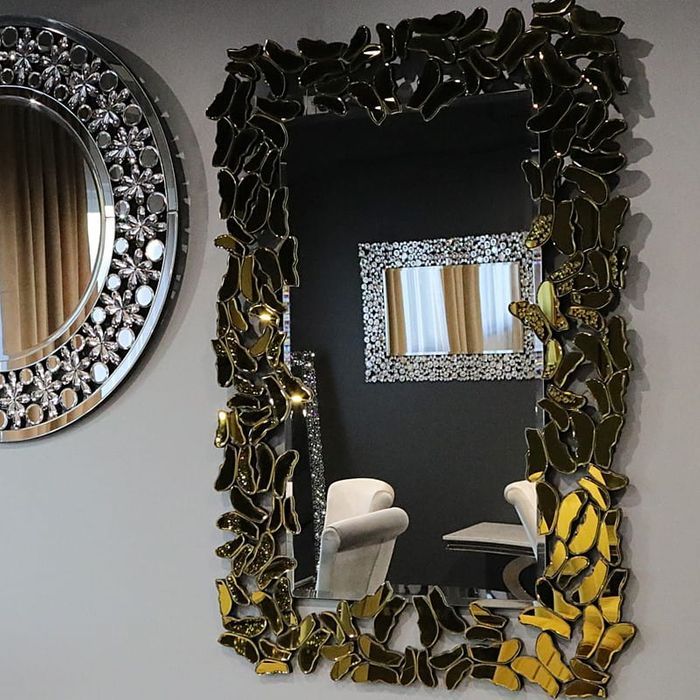Złote lustro glamour prostokątne 80x120 547