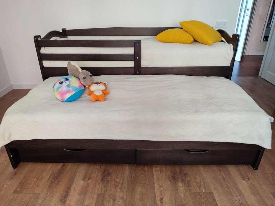 Дитяче ліжко букове з висувним спальним місцем, шухлядами,без матраців