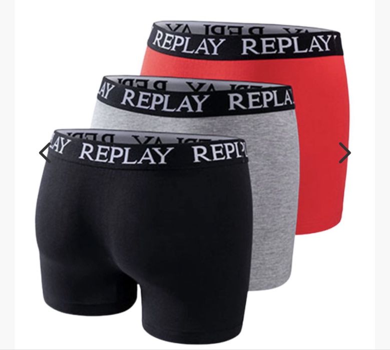 Replay bokserki męskie 3-pack XXL czarne szare czerwone oryginalne pudełko