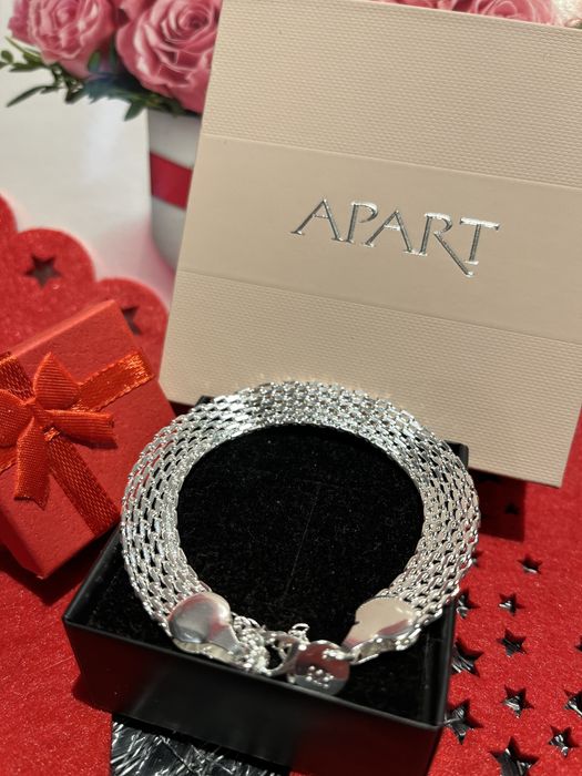 Bransoletka srebrna 925 nowa szeroka siatka