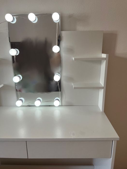 Toucador com luzes LED 96x40x142 cm branco vidaXL