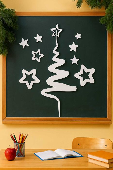 Choinka Styropianowa 99 cm + Gwiazdki Zestaw Białe Ozdoby Świąteczne