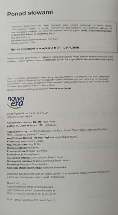 Ponad słowami 2 część 1 i 2  język polski + Maturalne karty pracy