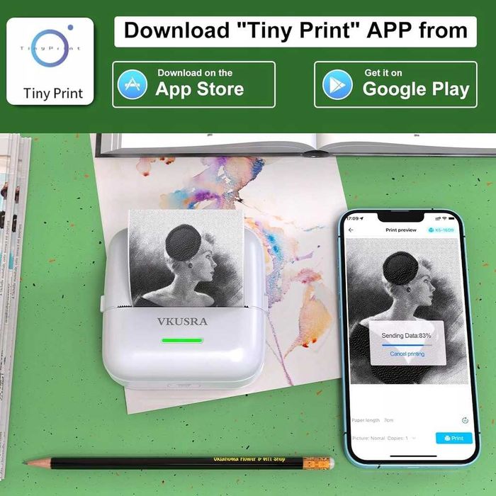 Mini drukarka do smartfona mobilna kieszonkowa drukarka termiczna